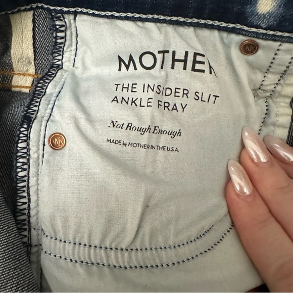 MOTHER Jeans | Slit Hem Medium Wash High Waisted Insider Slim Ankle Fray - Picture 9 of 11